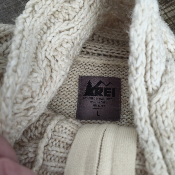 Rei full zip cable knit sweater sz large - Picture 3 of 6